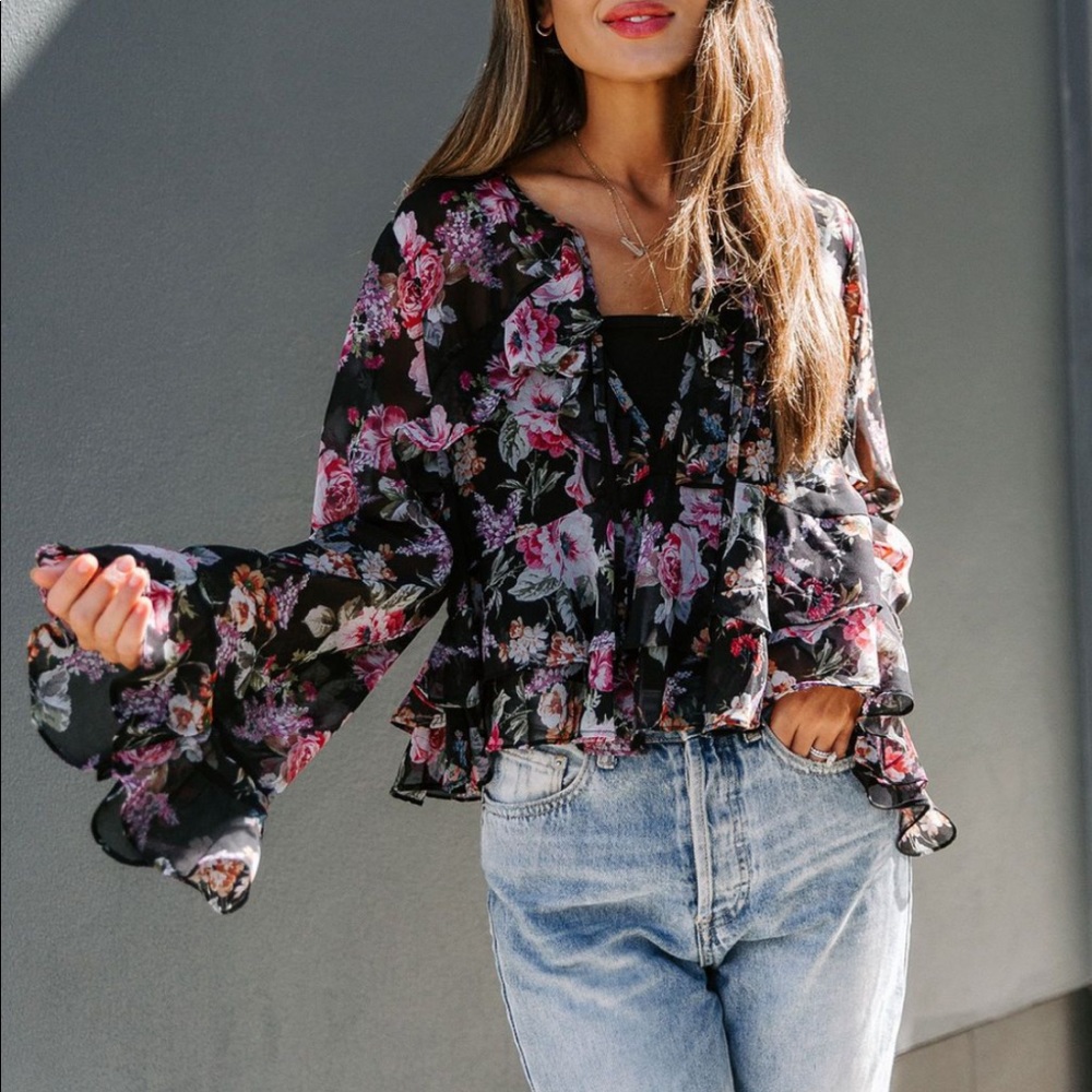 WHAT COULD BE FLORAL RUFFLE BLOUSE